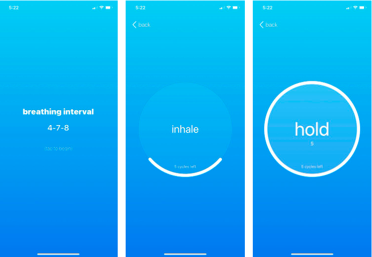 Breathe là một ứng dụng đơn giản, giúp bạn tập hít vào và thở ra ở các khoảng thời gian khác nhau