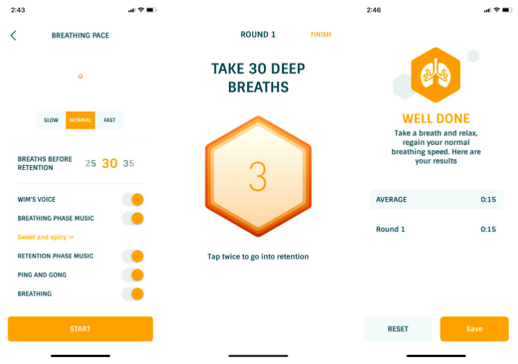 Trong ứng dụng Wim Hof, bạn có thể điều chỉnh các bài tập theo ý thích của mình 