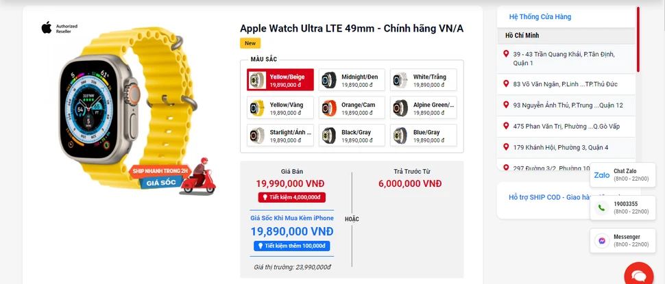 TOP 1: Apple Watch Ultra LTE 49mm - Chính hãng VN/A