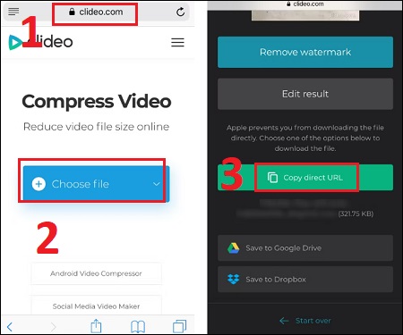 Sử dụng công cụ nén video trực tuyến trên iphone 