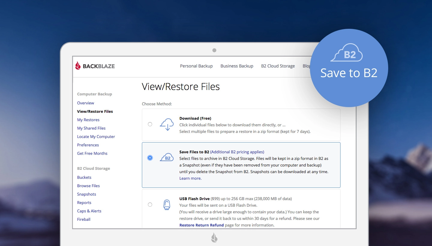 Ứng dụng&nbsp;sao lưu trực tuyến như Backblaze