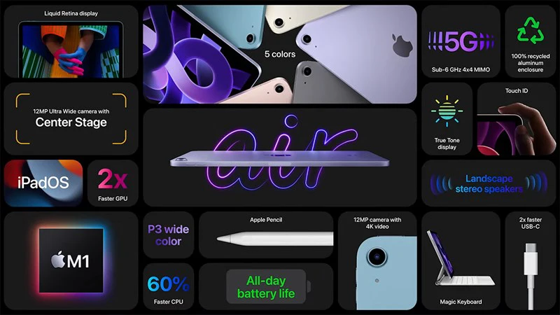 iPad Air 5 64GB Wifi sở hữu nhiều nâng cấp hệ thống giúp xử lý thao tác tốt hơn