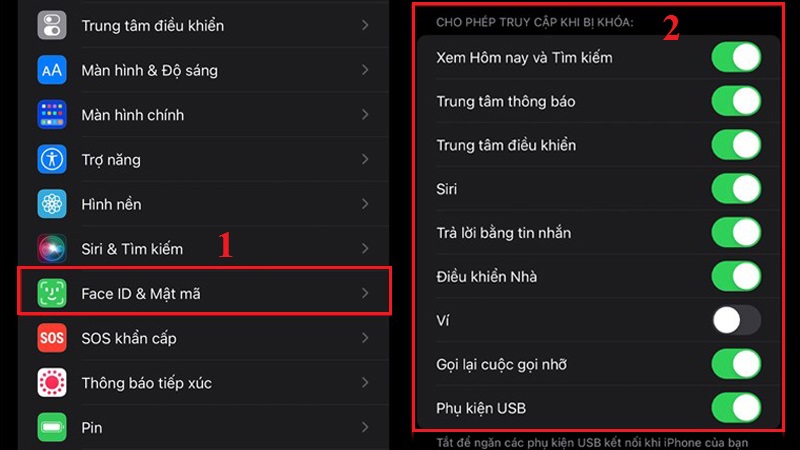 Cho phép truy cập khi bị khóa iPhone