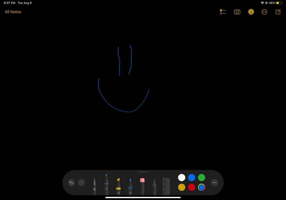 Mở ứng dụng Ghi chú bằng Apple Pencil