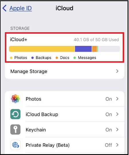 Kiểm tra dung lượng iCloud để tráng bị lỗi đồng hóa ảnh