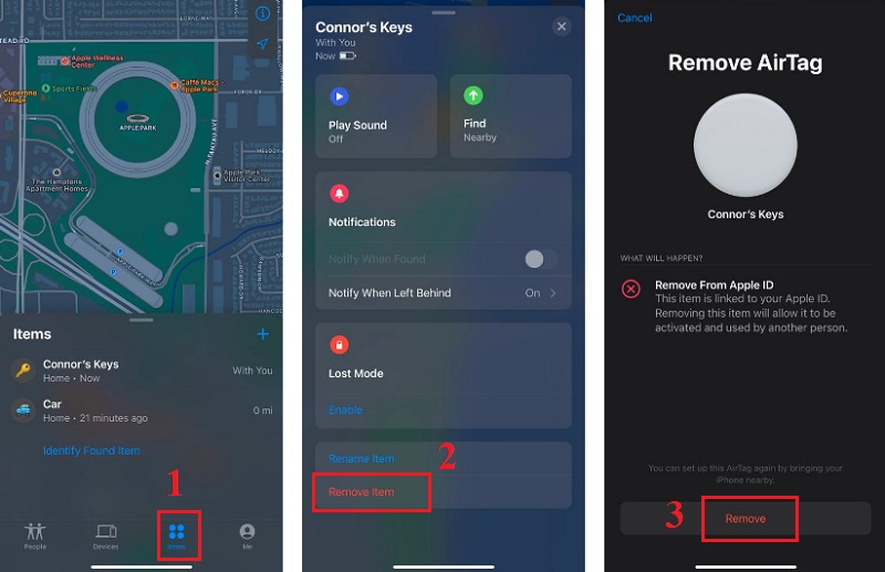 Reset lại thẻ AirTag