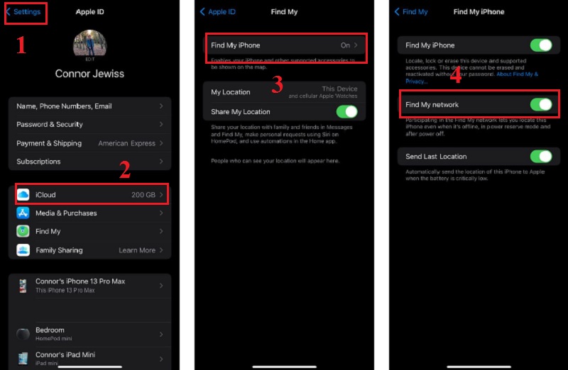 Kích hoạt chức năng Tìm mạng của tôi