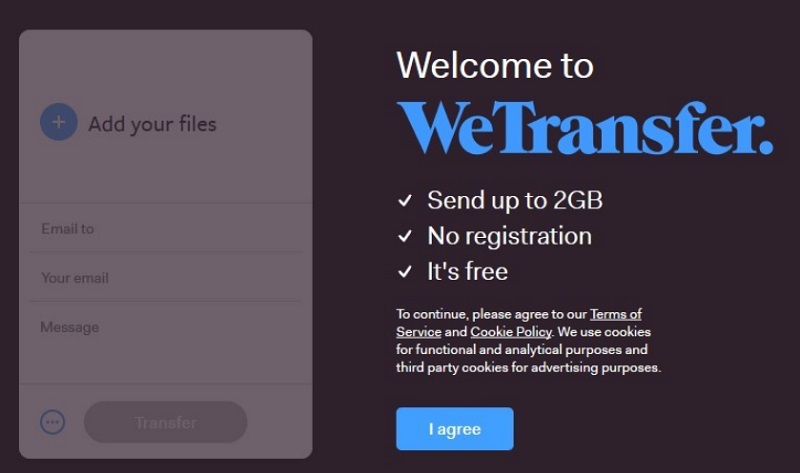 Ứng dụng dịch vụ lưu trữ đám mây WeTransfer