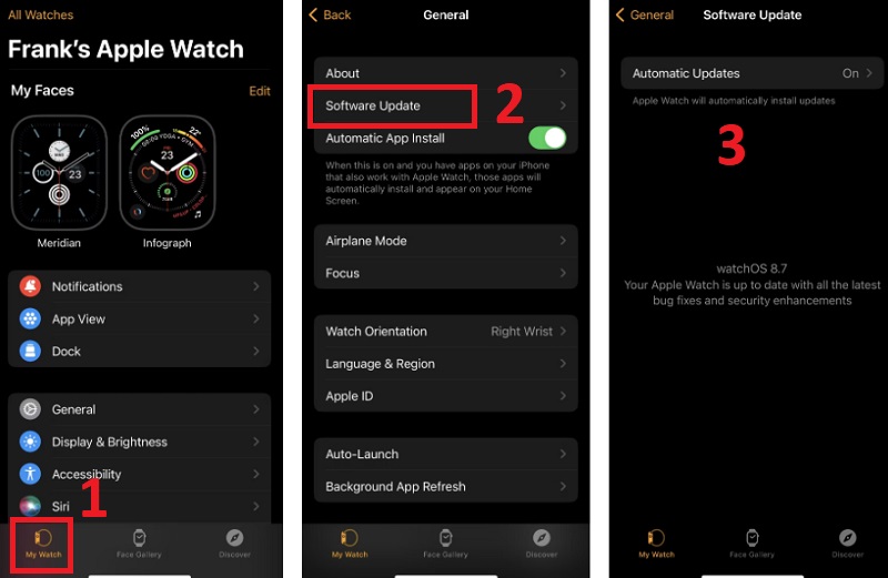 Cập nhật watchOS để khắc phục lỗi apple watch không sạc được 