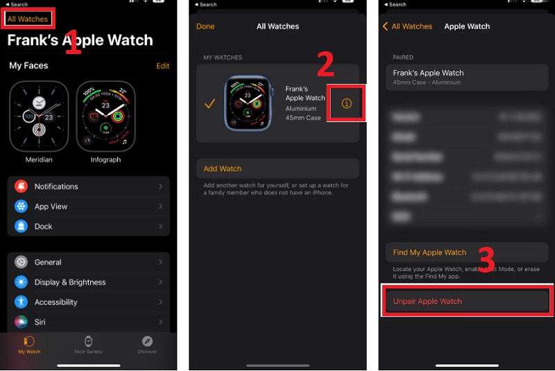 Hủy kết nối Apple Watch