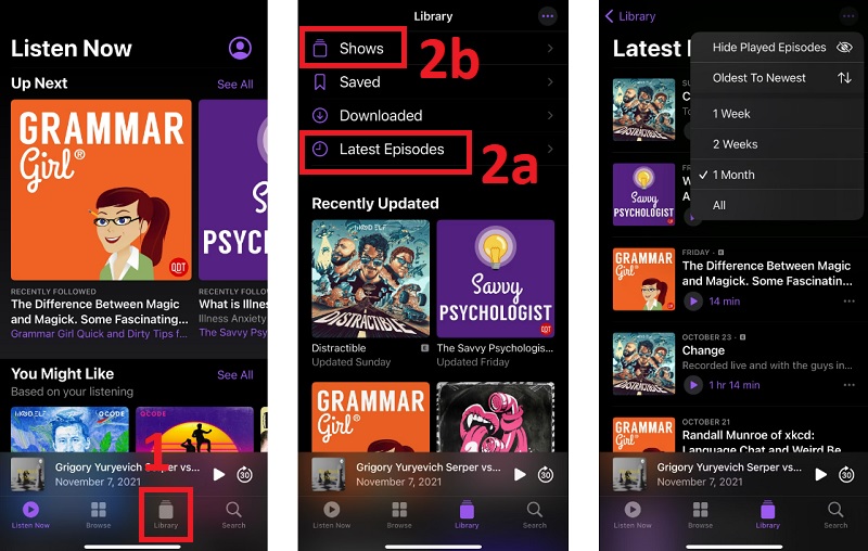 Lọc các tập tin muốn nghe trên Podcast 