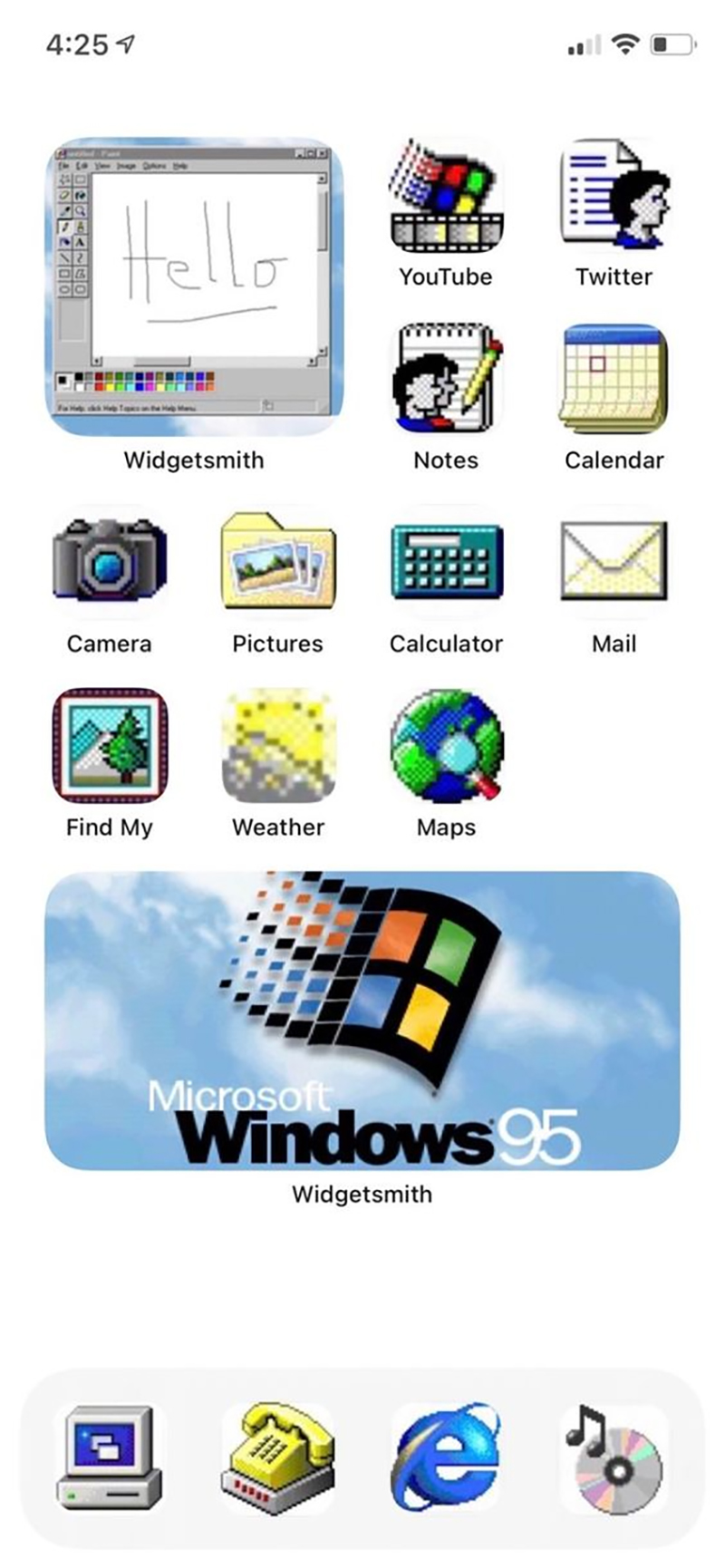 Chủ đề Windows 95 cho màn hình chính iPhone