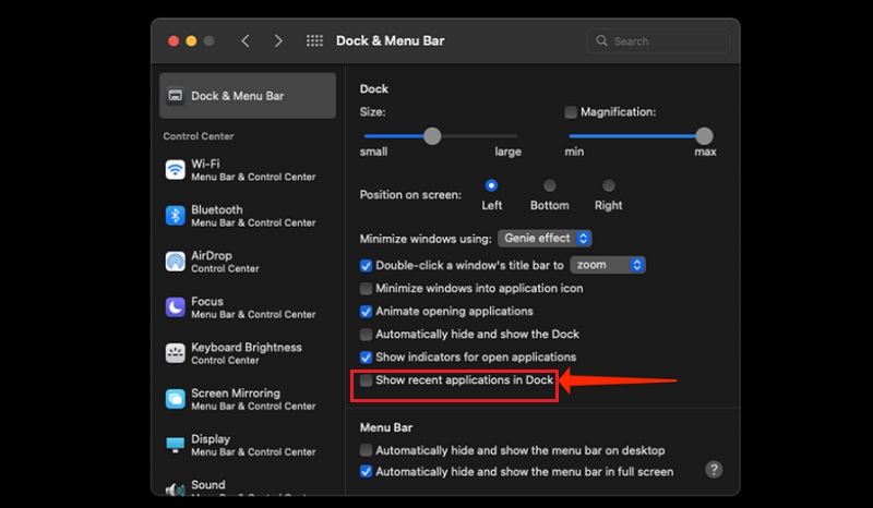 Tắt ứng dụng mở gần đây nhất trên thanh Dock
