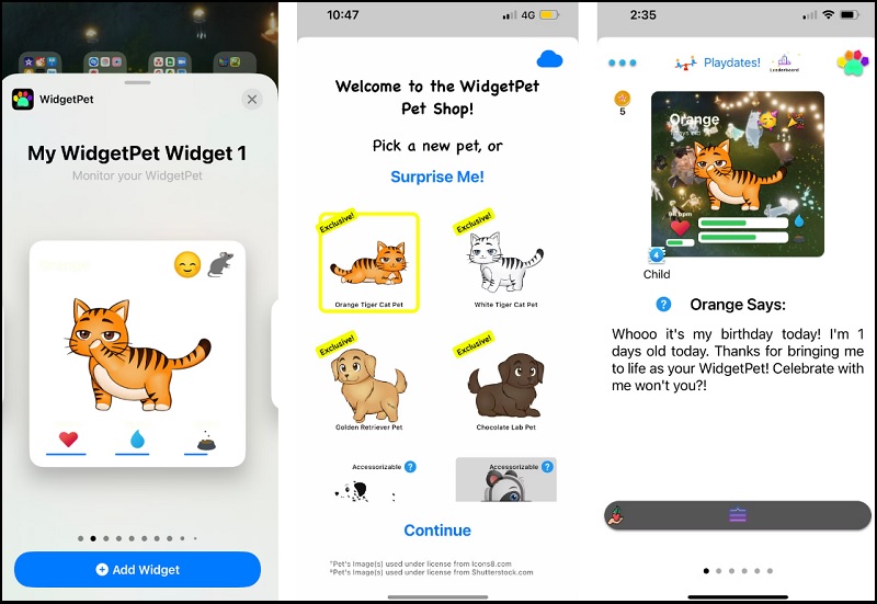 WidgetPet trên iPhone 