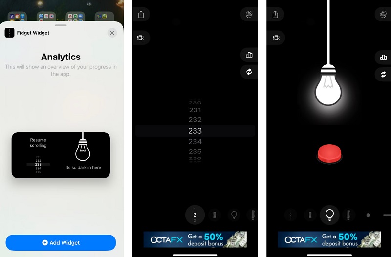 Fidget Widget trên iPhone 