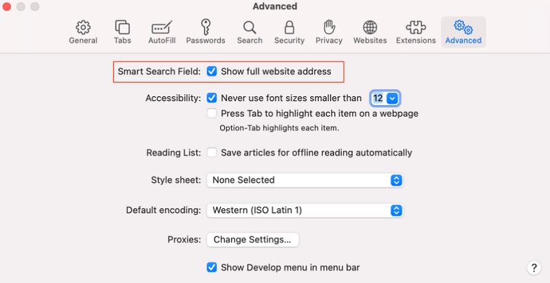 Thay đổi cài đặt Safari 