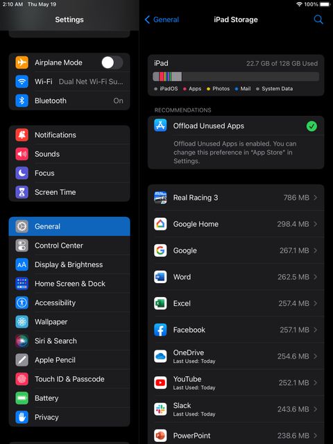 Giải phóng bộ nhớ iPad