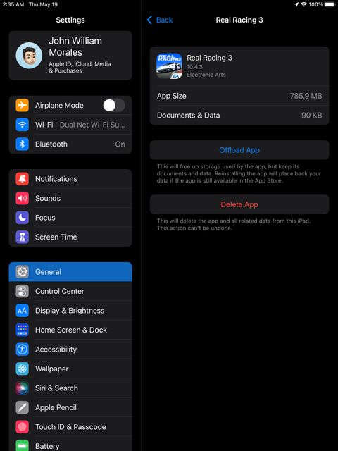 Giải phóng bộ nhớ iPad