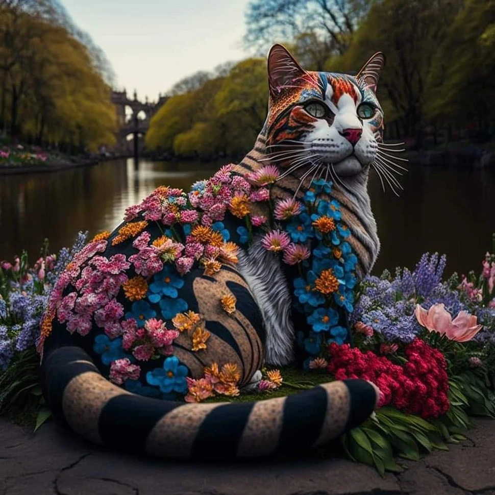 Mèo năm mới qua nét vẽ AI