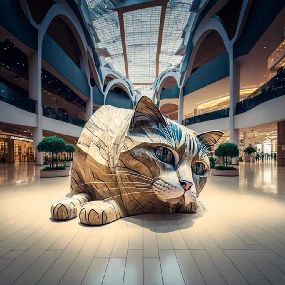 mèo do AI vẽ đẹp mừng xuân