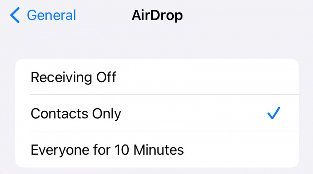 AirDrop trên iOS 16.2 tại Trung Quốc