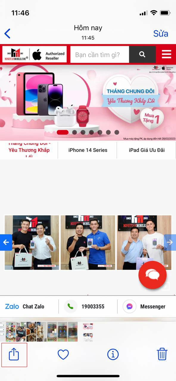 Bước 2: Sau đó nhấn chọn Mọi người để khởi động tính năng AirDrop > di chuyển đến dữ liệu mà bạn muốn gửi và nhấn chia sẻ.