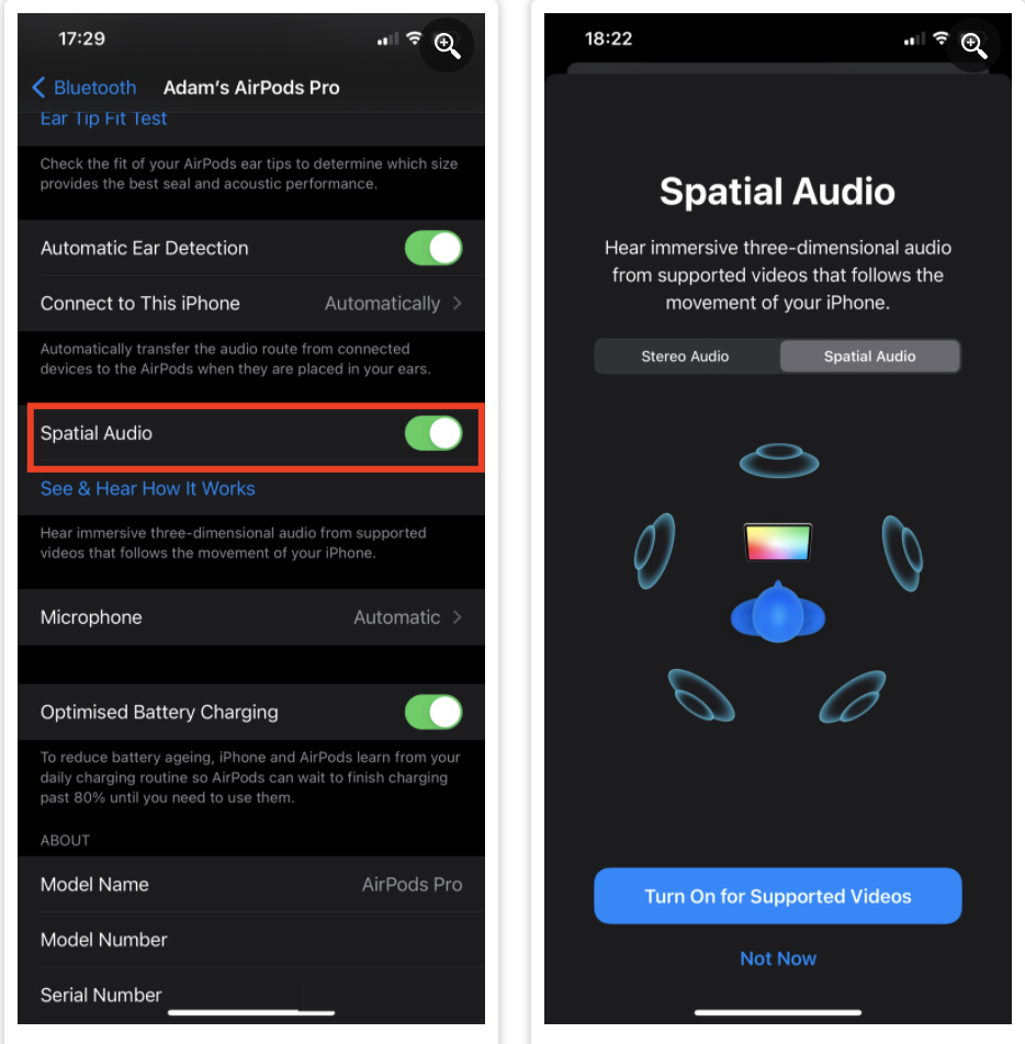 m thanh không gian cho phép âm thanh đắm chìm trên AirPods Pro
