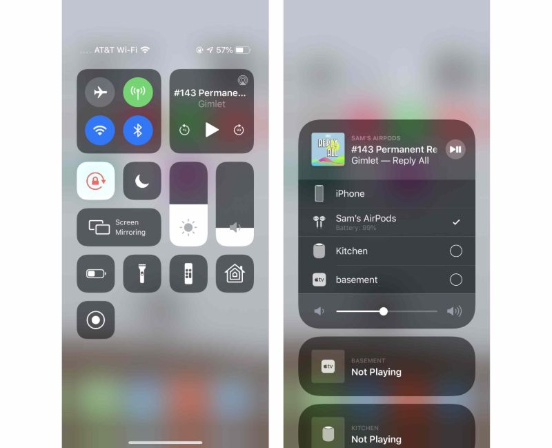 bảng điều khiển âm nhạc trên iphone