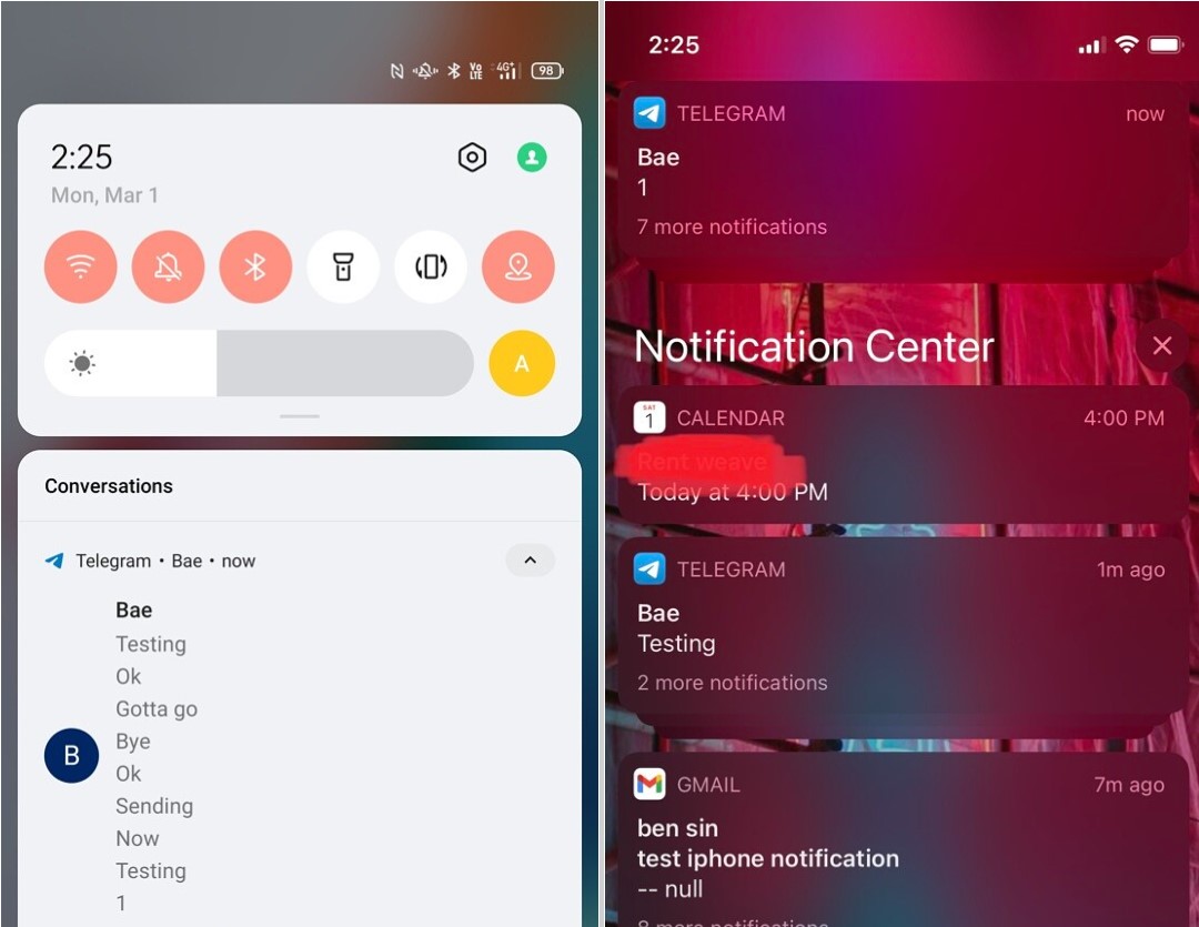 Thông báo trên iOS 15 và Android 12