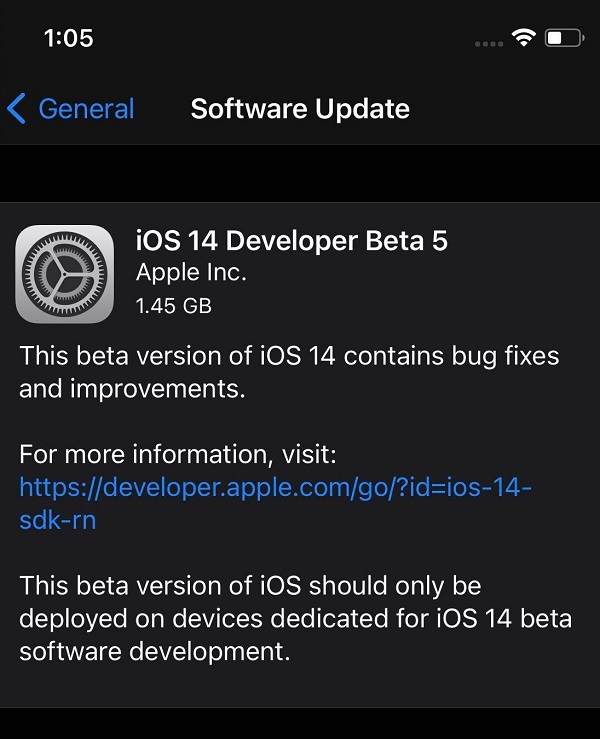 Apple phát hành iOS và iPadOS 14 Beta 5