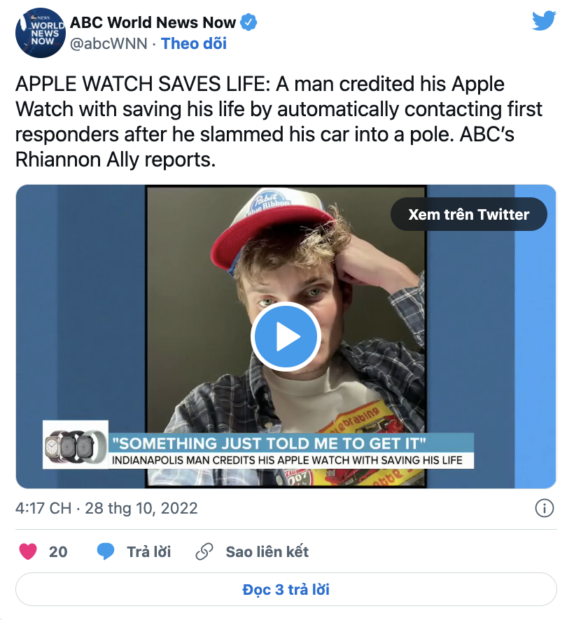 Một trang báo đưa tin Apple Watch đã cứu mạng người
