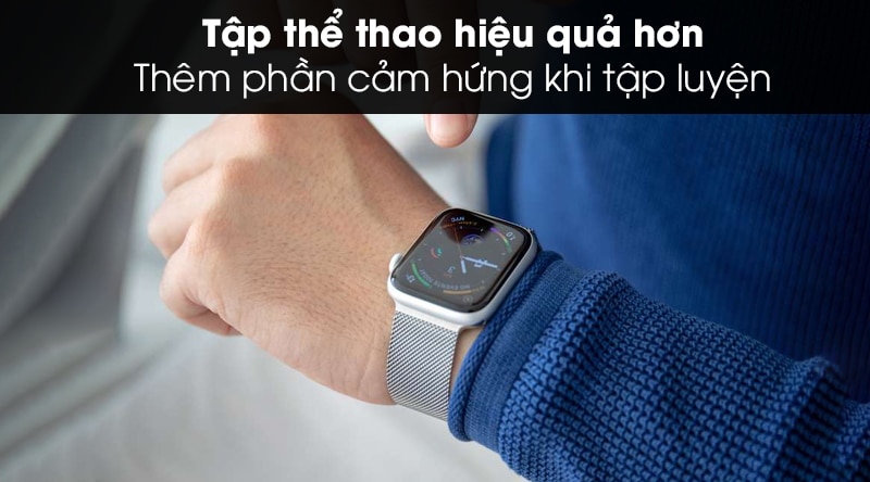 Apple Watch S4 tích hợp nhiều bộ môn vận động như: bơi lội, chạy bộ, boxing, đạp xe,.. giúp đo lường chính xác lượng calories tiêu thụ đối với các môn thể thao bạn chọn, từ đó điều chỉnh chế độ tập luyện phù hợp.