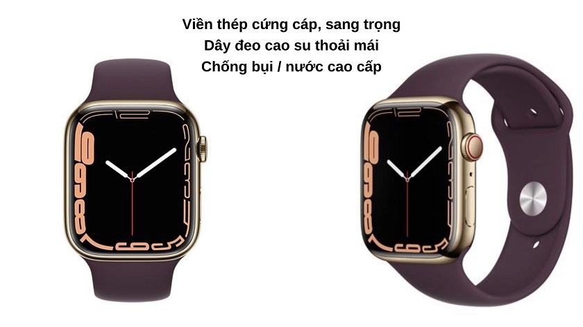 Apple Watch S7 LTE 41mm - Viền thép dây cao su sang trọng và trẻ trung