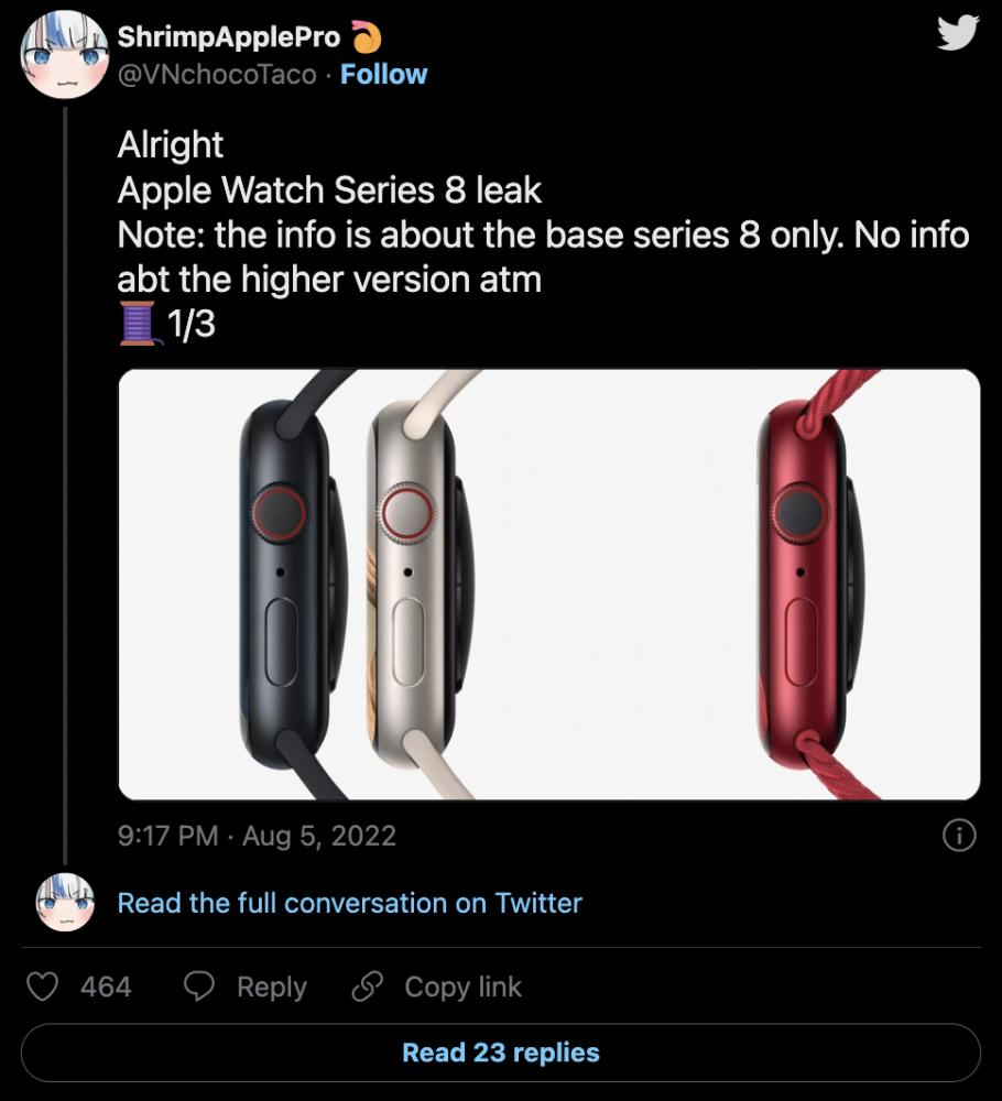 Tin đồn về Apple Watch S8