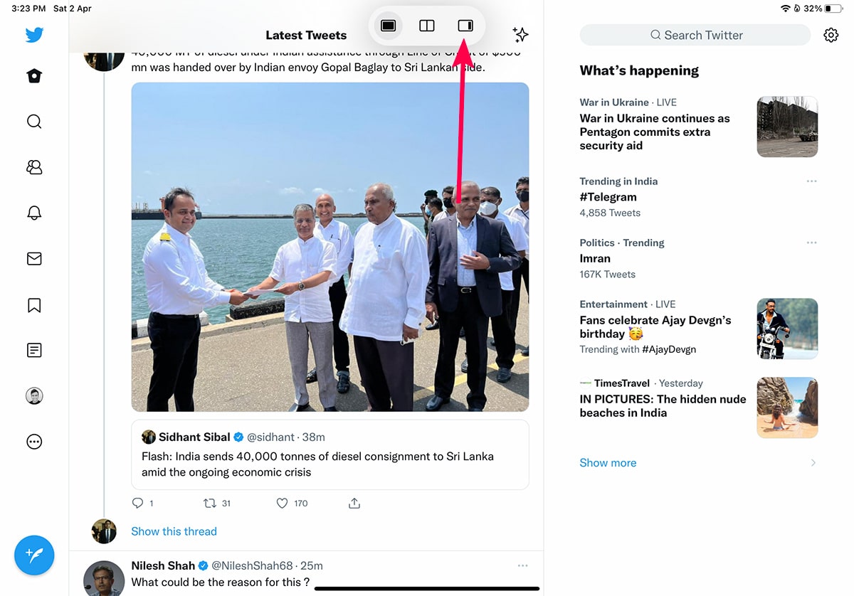 Giữ một ứng dụng mở trong Slide Over