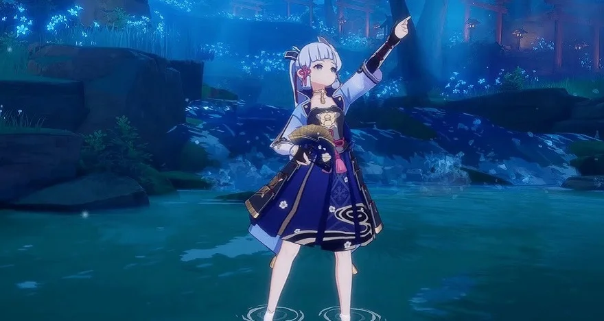 Ayaka cuốc bộ xuyên sông để đến nơi shopping