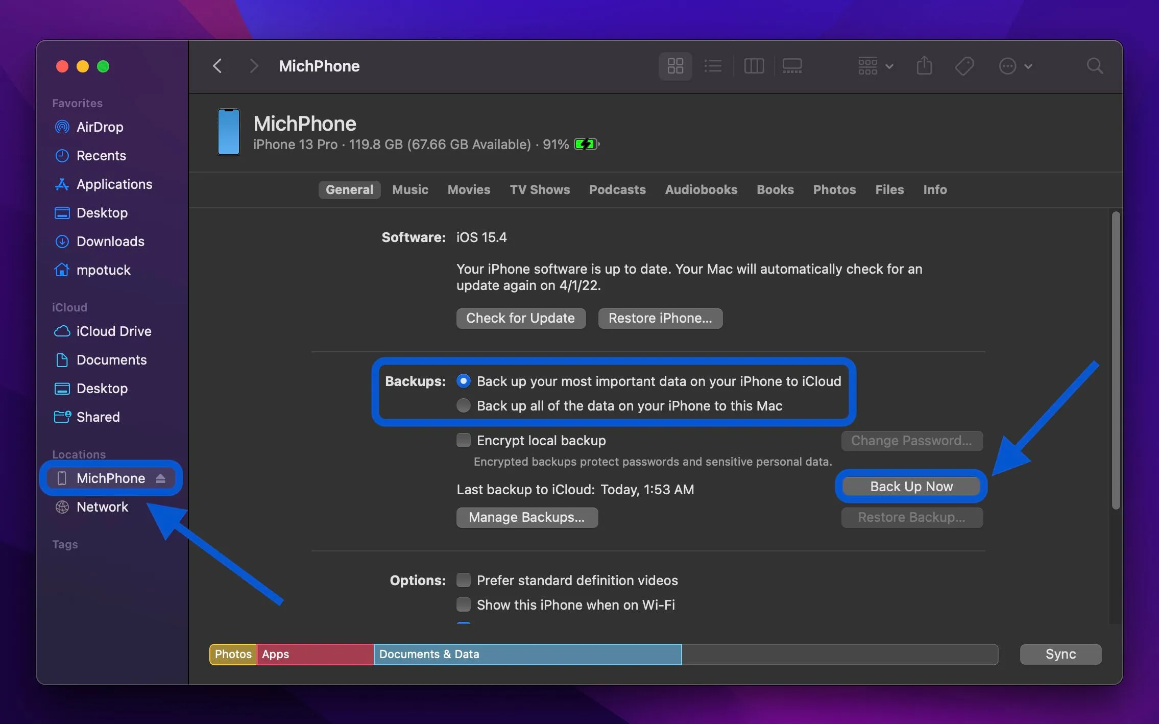 Sao lưu iPhone iPad Mac - sao lưu với Mac - Hình2