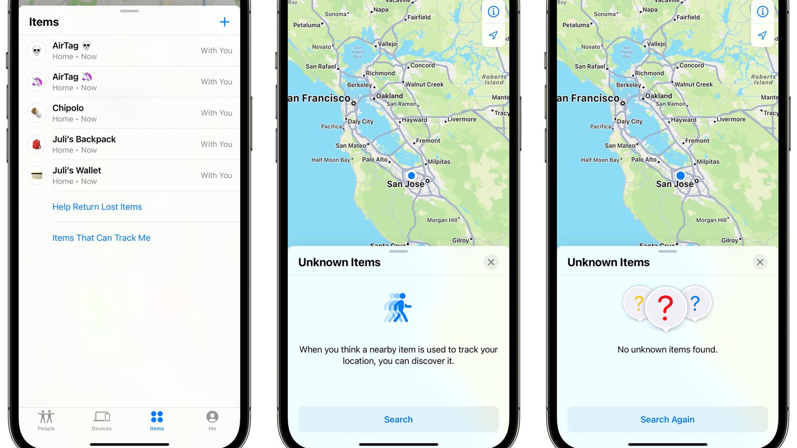 Quét AirTags và các thiết bị theo dõi lân cận