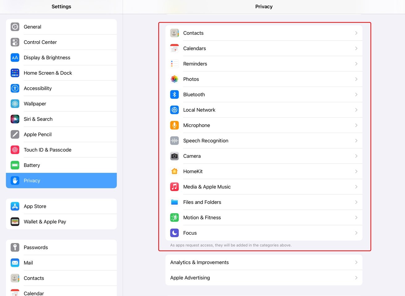 Quyền có thể được quản lý bằng các tùy chọn cài đặt này trong phần Quyền riêng tư.Hình 6