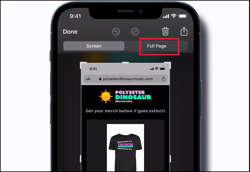 Chọn tab Toàn trang (Full Page) nằm ở đầu màn hình, ngay dưới các biểu tượng chỉnh sửa. 
