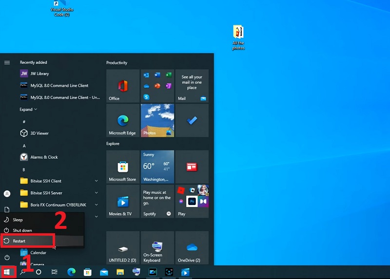 Khởi động lại máy tính Windows