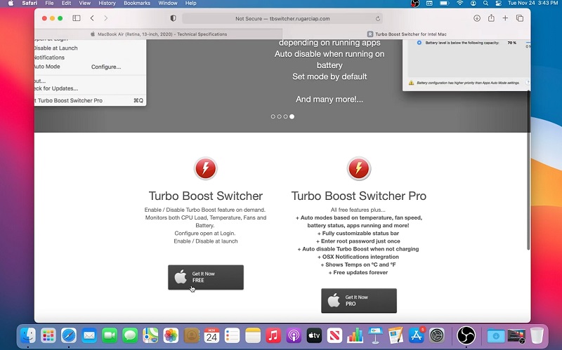 Có thể cài tiện ích Turbo Boost Switcher cho máy Mac 