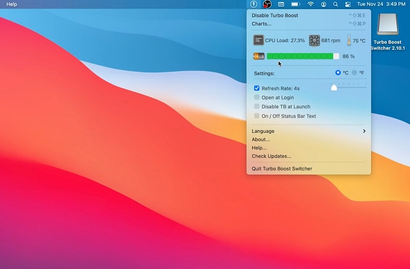 Có thể chủ động kiểm soát Turbo Boost Switcher hoạt động trên máy Mac 