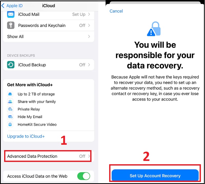 Kích hoạt Bảo vệ dữ liệu nâng cao (Advanced Data Protection) trên iPhone