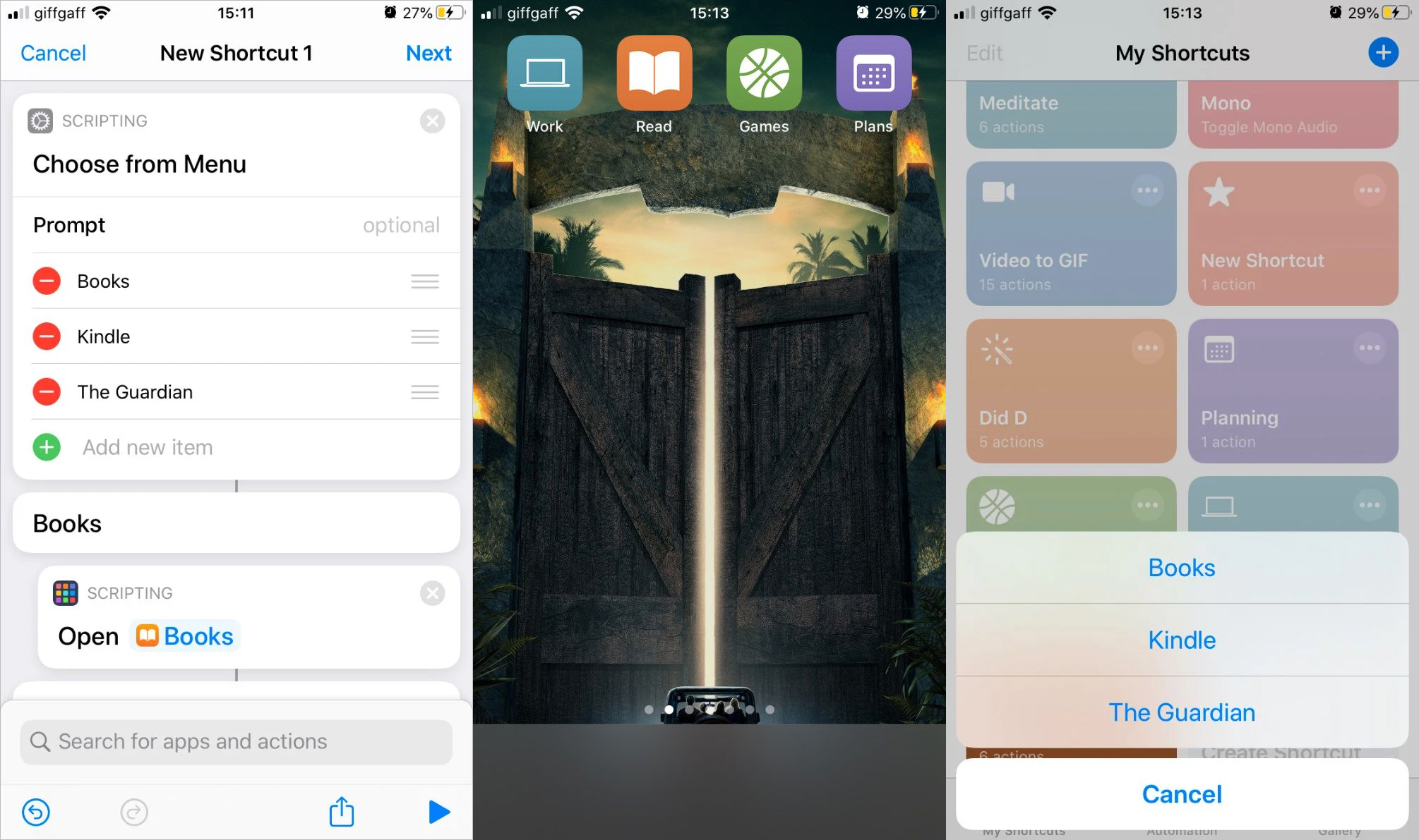 Tùy chọn menu phím tắt