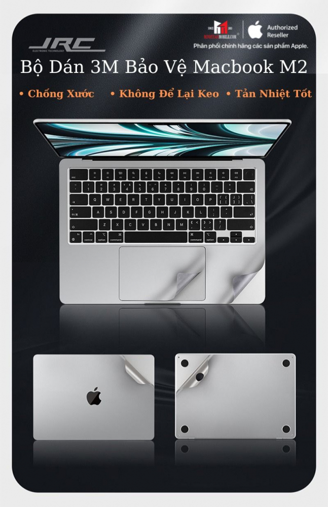 Bộ dán MacBook Air M2 13.6 inch 5 in 1 Full JRC JMA13M2