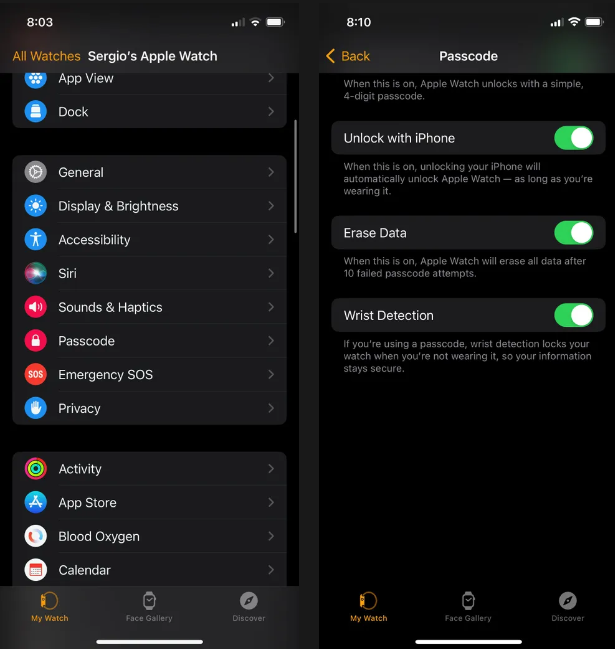 Xóa dữ liệu Apple Watch của bạn sau 10 lần thử mật mã không thành công