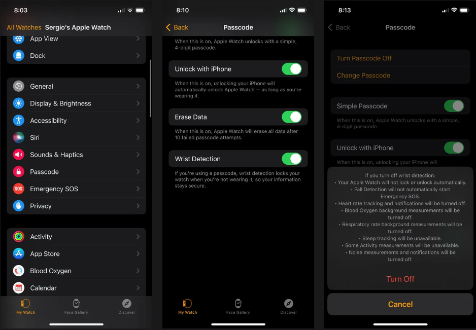 Khóa Apple Watch của bạn khi bạn không đeo nó