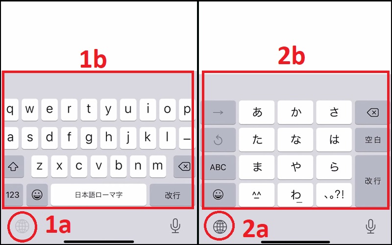 tìm, chọn biểu tượng quả địa cầu để chuyển sang bàn phím tiếng Nhật mà bạn đã cài đặt.