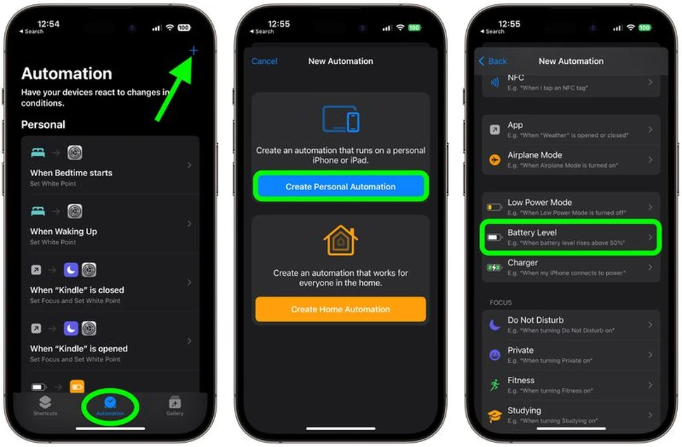 Cài đặt siri thông báo hết pin